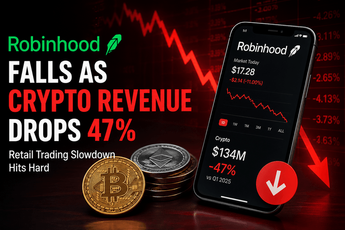 Robinhood Shares Fall as Crypto Revenue Drops 47%