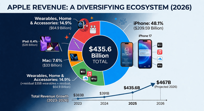 apple revenue by sector - fortunly graph
